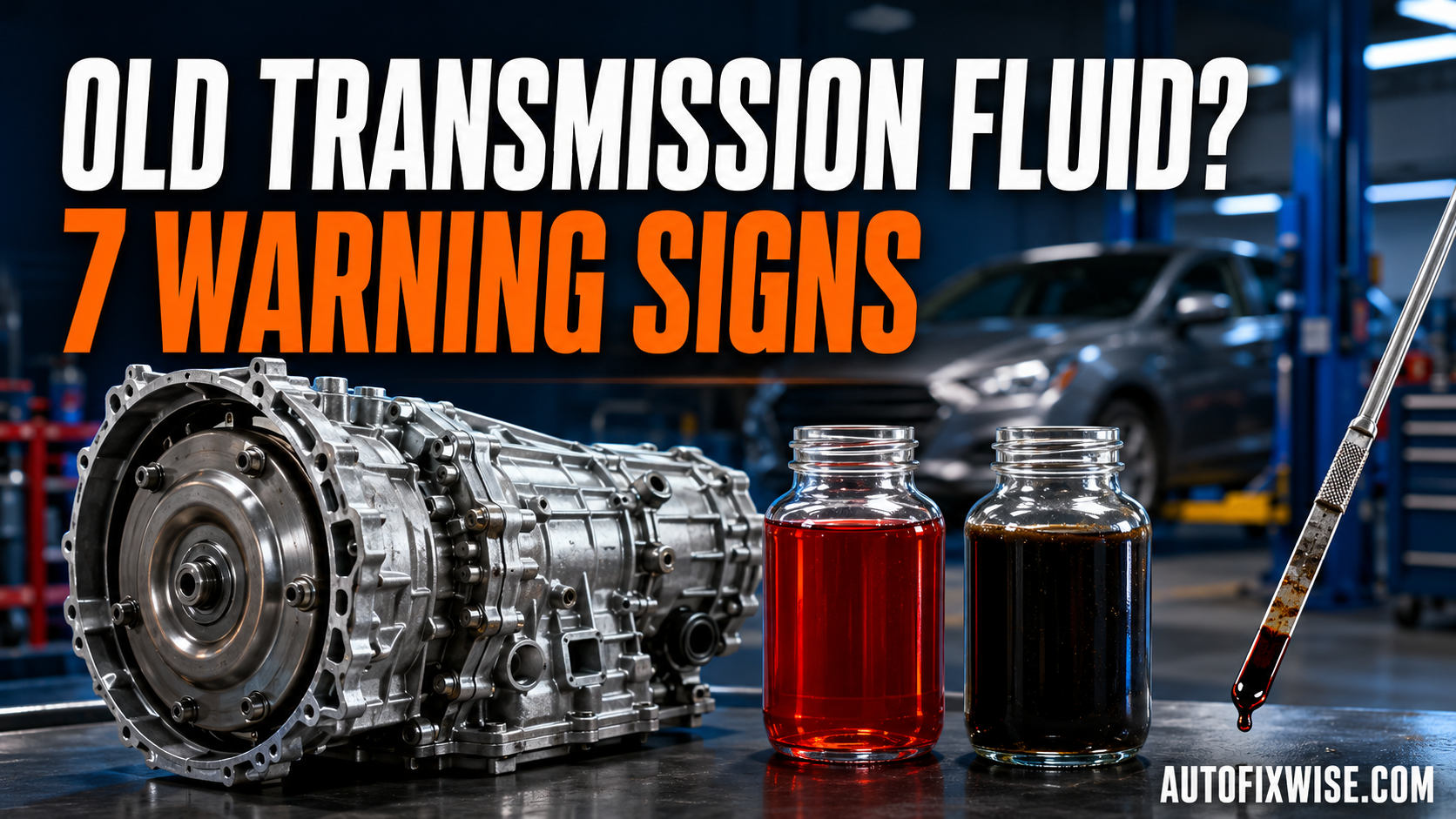 Old transmission fluid warning signs compared with clean transmission flu